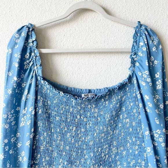 Reformation Pinto Floral Top in Lassen Blue Size Large - Picture 5 of 8